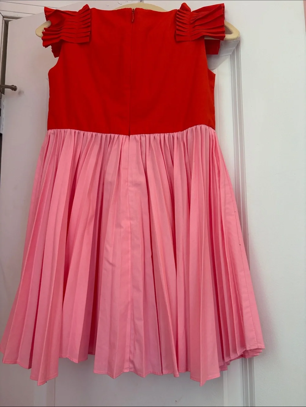 Jacadi Red and Pink Girls' Pleated Dress